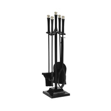 Load image into Gallery viewer, De Vielle Black 4pc Companion Set with Leather Handles