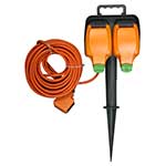 Load image into Gallery viewer, Masterplug Weatherproof Garden Spike with 15 metre lead & 2 sockets