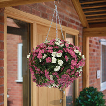 Load image into Gallery viewer, Nearly Natural Flower Hanging Basket White & Pink (only sold in carton of 4 pcs = €49.99 each)