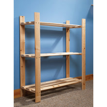 Load image into Gallery viewer, Core Natural Wood 3 Tier Shelf Slatted Storage Unit
