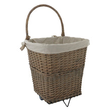 Load image into Gallery viewer, De Vielle Large Natural Wicker Firelog Cart with Canvas Liner NEW GREY

