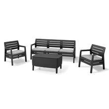 Load image into Gallery viewer, Keter Delano 3 Seater Lounge Set with Salemo Table Graphite
