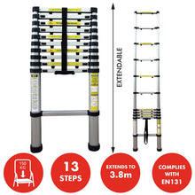 Load image into Gallery viewer, ProPlus 3.8mt (12.46 ft ) Telescopic Ladder
